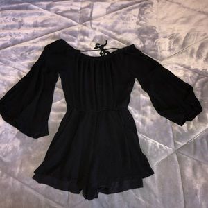 black open back romper